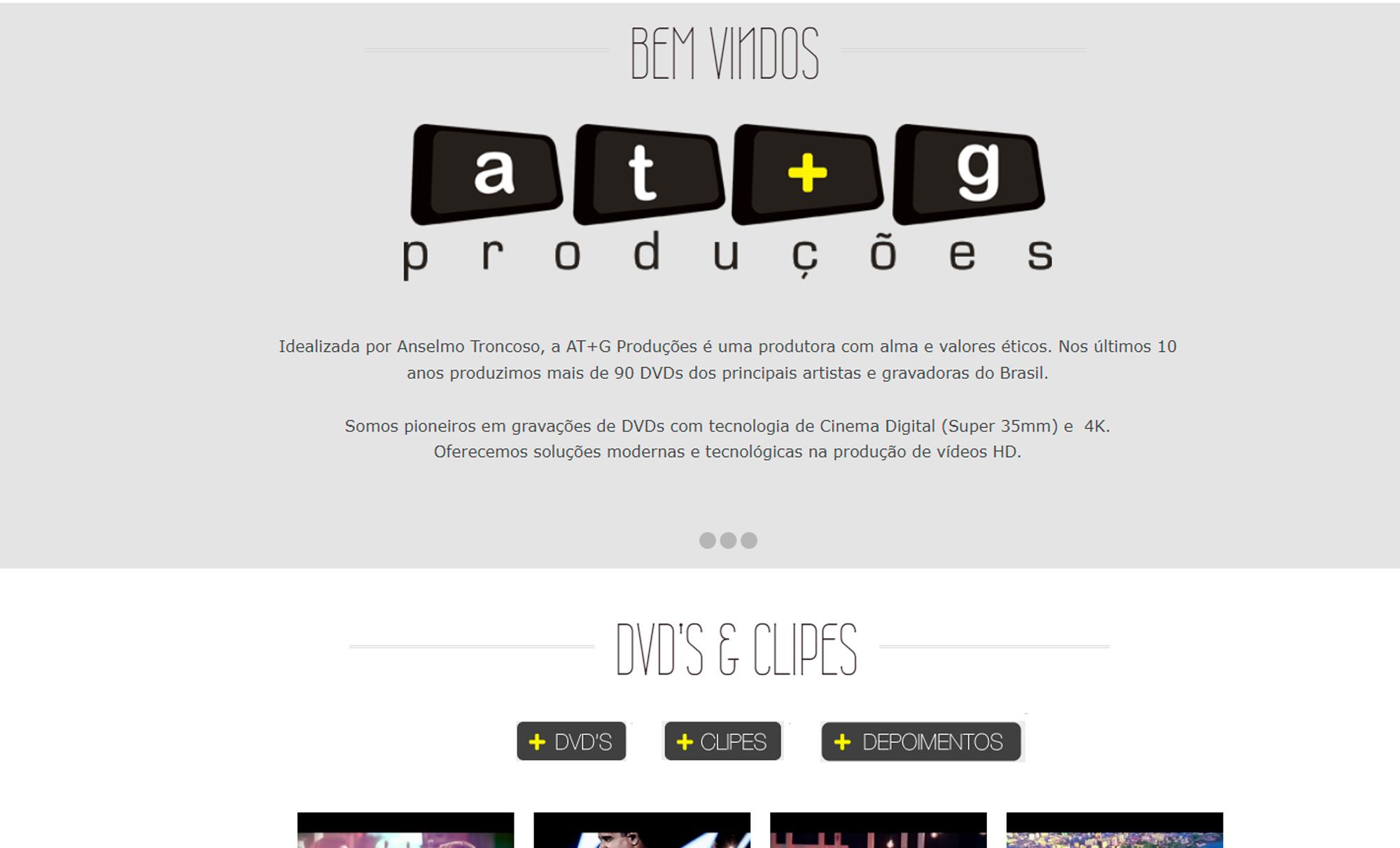 Desenvolvimento de Site At + G Produções - AsWeb