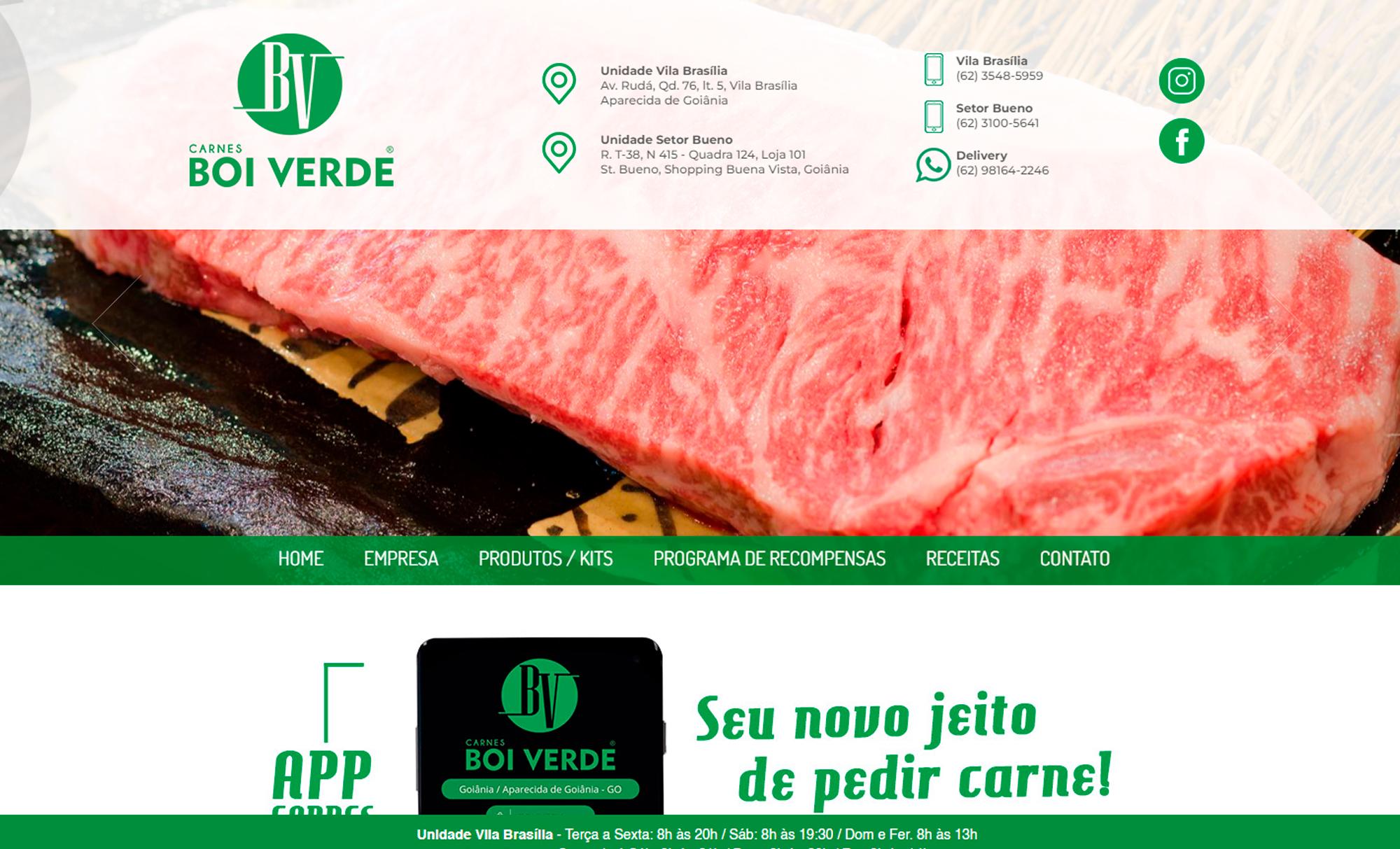 Desenvolvimento de Site Carnes Boi Verde - AsWeb