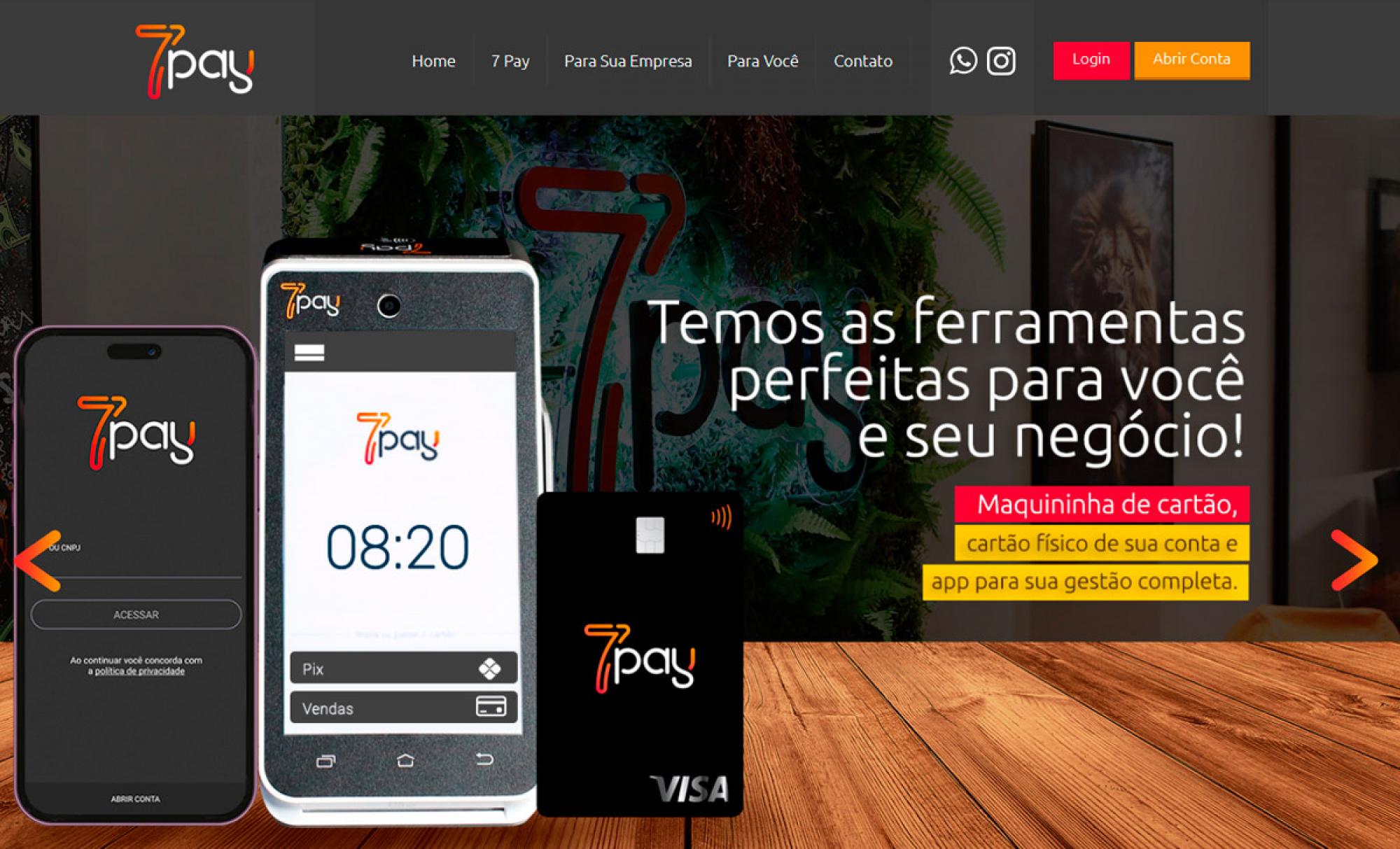 Desenvolvimento de Site 7Pay - Banco Digital - AsWeb